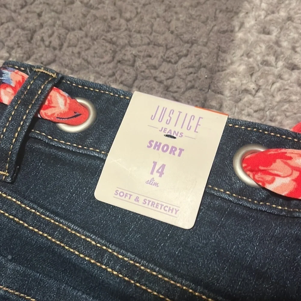 NWT Justice Girl’s Denim Jean Shorts Cutoffs Size 14 Slim